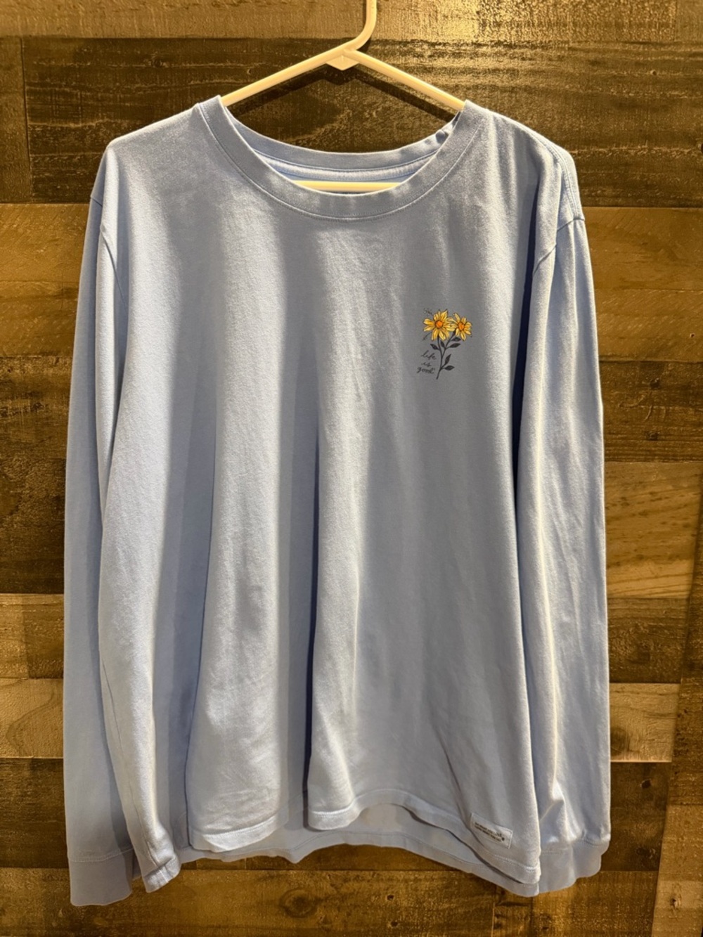 Life Is Good Light Blue Long Sleeve Tee with Yellow Sunflower